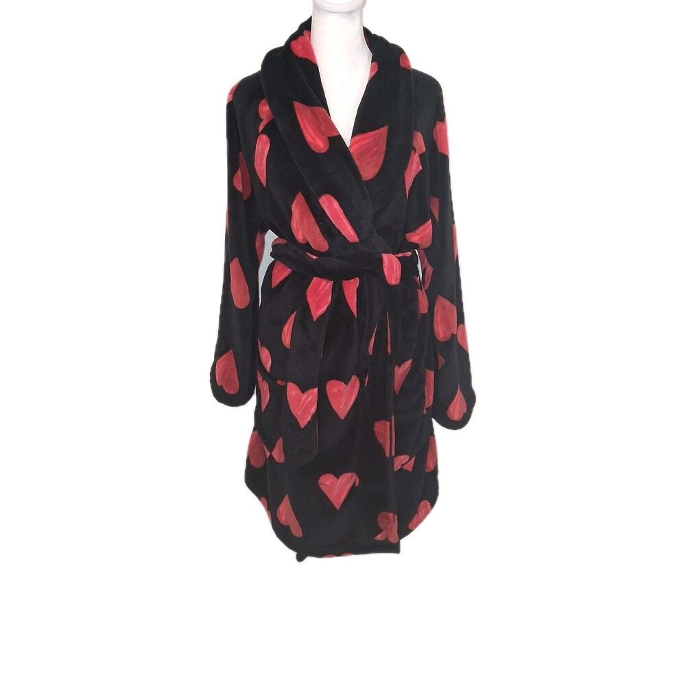 Victoria Secret Plush Robe Women's M/L Hearts Love Soft Comfy Loungewear